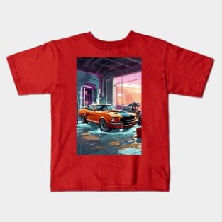 Classic American Shelby Orange Muscle Car Kids T-Shirt